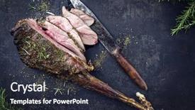  Presentation with barbecue - PPT layouts featuring barbie - barbecue haunch of venison background and a wine colored foreground