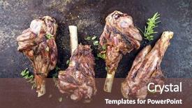  Presentation with sheet metal - Cool new theme with barbie - barbecue lamb knuckle on old backdrop and a violet colored foreground