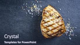  Presentation with barbecue - Audience pleasing PPT theme consisting of barbie - barbecue swordfish steak on stone backdrop and a tawny brown colored foreground