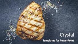  Presentation with barbecue - Colorful slide set enhanced with barbie - barbecue swordfish steak on stone backdrop and a tawny brown colored foreground