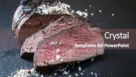  Presentation with wagyu - PPT theme consisting of barbie - barbecue wagyu point steak background and a violet colored foreground