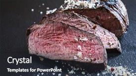  Presentation with boned t bone steak cow - Colorful PPT layouts enhanced with barbie - barbecue wagyu point steak backdrop and a wine colored foreground