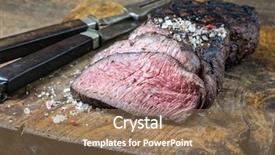  Presentation with wagyu - Theme consisting of barbie - barbecue wagyu point steak background and a coral colored foreground