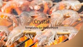  Presentation with barbie - Colorful slide set enhanced with barbie - delicious grilled prawns on burning backdrop and a coral colored foreground
