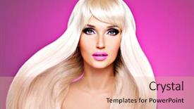  Presentation with makeup fashion model applying lipstick - Audience pleasing slide set consisting of barbie - portrait of a beautiful adult backdrop and a coral colored foreground