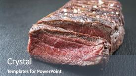  Presentation with boned t bone steak cow - Cool new PPT theme with barbie - sirloin steak backdrop and a gray colored foreground