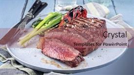  Presentation with steak - Cool new slides with barbie - sirlon steak on plate backdrop and a coral colored foreground