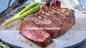  Presentation with t bone steak - Slide deck enhanced with barbie - sirlon steak on plate background and a coral colored foreground