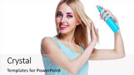  Presentation with spray - Beautiful presentation theme featuring barbie doll - pretty happy woman backdrop and a lemonade colored foreground