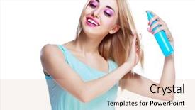  Presentation with real woman hair texture human - Colorful slides enhanced with barbie doll - pretty happy woman backdrop and a lemonade colored foreground