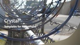  Presentation with prison fence - Presentation design featuring barbwire and metal fence background and a gray colored foreground