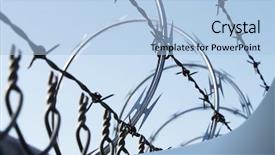  Presentation with prison fence - PPT theme having barbwire and metal fence background and a light blue colored foreground