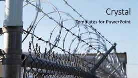  Presentation with prison fence - Colorful PPT theme enhanced with barbwire on a secure fence backdrop and a light blue colored foreground