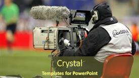  Presentation with broadcasting - Presentation design consisting of barcelona-4-mar-television-camera background and a tawny brown colored foreground