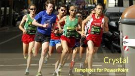  Presentation with running race - PPT layouts having barcelona-april-21-barcelona-street background and a coral colored foreground
