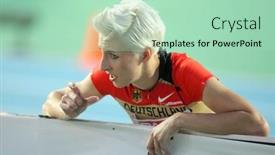  Presentation with athletics - Slides enhanced with attractive lifeguard looking isolated on a white background background and a pink colored foreground