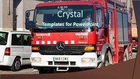  Presentation with firefighters - Slide deck featuring barcelona-catalonia-spain-april-19 background and a  colored foreground