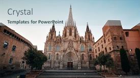  Presentation with gothic cathedral - PPT theme featuring barcelona-cathedral-in-gothic-quarter background and a lemonade colored foreground