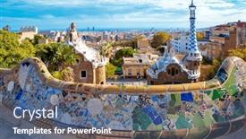  Presentation with singapore city landscape - Presentation with barcelona-city-landscape-park-guell background and a ocean colored foreground