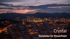 Presentation with city night - Theme featuring barcelona-city-lit-up background and a wine colored foreground