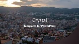  Presentation with night city - Cool new PPT theme with barcelona-city-lit-up backdrop and a dark gray colored foreground