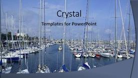  Presentation with sea port - Cool new PPT theme with barcelona city sport port mediterranean sea in spain backdrop and a light blue colored foreground