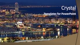  Presentation with smart grid city and wireless - Audience pleasing presentation theme consisting of barcelona city backdrop and a navy blue colored foreground
