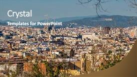  Presentation with overlook - Slide deck enhanced with barcelona cityscape overlook from montjuic background and a seafoam green colored foreground
