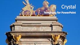  Presentation with aurora - PPT theme enhanced with barcelona ciudadela park aurora golden quadriga detail over lake background and a teal colored foreground