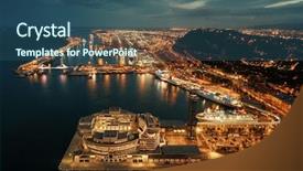  Presentation with city of chicago aerial view - Slide set enhanced with barcelona coast pier aerial view background and a ocean colored foreground