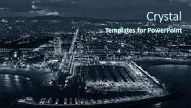  Presentation with coast - Beautiful slide set featuring barcelona-coast-pier-aerial-view backdrop and a ocean colored foreground