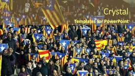  Presentation with olympic - Amazing PPT theme having barcelona-dec-30-catalan-supporters backdrop and a tawny brown colored foreground