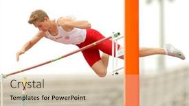  Presentation with athletics pole vault - Beautiful theme featuring barcelona-july-10-karol-pawlik backdrop and a soft green colored foreground