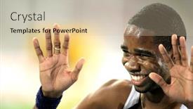  Presentation with athletics - Theme enhanced with group of red apples are in the water stream standing on the glass plate outdoors background and a light gray colored foreground