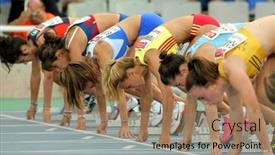  Presentation with athletics - Cool new theme with barcelona-july-22-athletes-ready backdrop and a coral colored foreground
