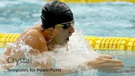  Presentation with trophy - PPT theme having barcelona-june-11-hungarian-swimmer background and a coral colored foreground