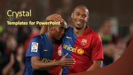  Presentation with goal - Colorful PPT theme enhanced with barcelona-march-22-samuel-eto backdrop and a tawny brown colored foreground