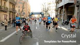  Presentation with marathon - Presentation consisting of two puffy clouds in a deep blue sky background and a ocean colored foreground