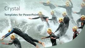  Presentation with october - PPT theme featuring barcelona-oct-16-triathletes background and a sky blue colored foreground