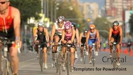  Presentation with triathlon - Amazing slides having barcelona-october-18-unidentified-competitors backdrop and a coral colored foreground