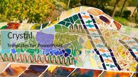  Presentation with tiles - Presentation theme with barcelona park guell of gaudi background and a yellow colored foreground