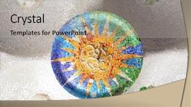  Presentation with mosaic - Presentation featuring barcelona park guell of gaudi background and a light gray colored foreground