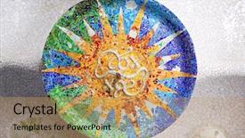  Presentation with mosaic - Audience pleasing slides consisting of barcelona park guell of gaudi backdrop and a yellow colored foreground