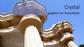  Presentation with park - PPT layouts consisting of barcelona park guell of gaudi background and a light blue colored foreground