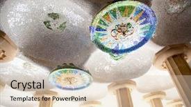  Presentation with mosaic - Cool new PPT theme with barcelona park guell of gaudi backdrop and a lemonade colored foreground