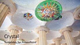  Presentation with mosaic - Audience pleasing PPT theme consisting of barcelona park guell of gaudi backdrop and a soft green colored foreground
