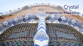  Presentation with mosaic - Cool new PPT theme with barcelona park guell of gaudi backdrop and a sky blue colored foreground