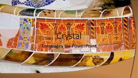  Presentation with tiles - Colorful PPT theme enhanced with barcelona park guell of gaudi backdrop and a gold colored foreground