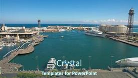 Presentation with port - Cool new presentation theme with barcelona-port backdrop and a ocean colored foreground