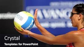  Presentation with volley - Cool new presentation with barcelona-sept-10-spanish-beach backdrop and a dark gray colored foreground